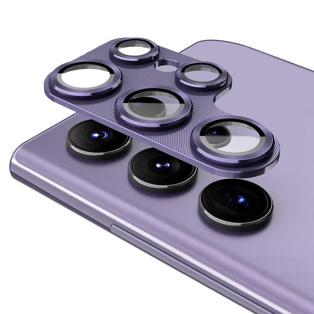 

For Samsung Galaxy S25 Ultra Camera Lens Protector ENKAY HAT PRINCE Aluminium Alloy+Tempered Glass Lens Film Purple