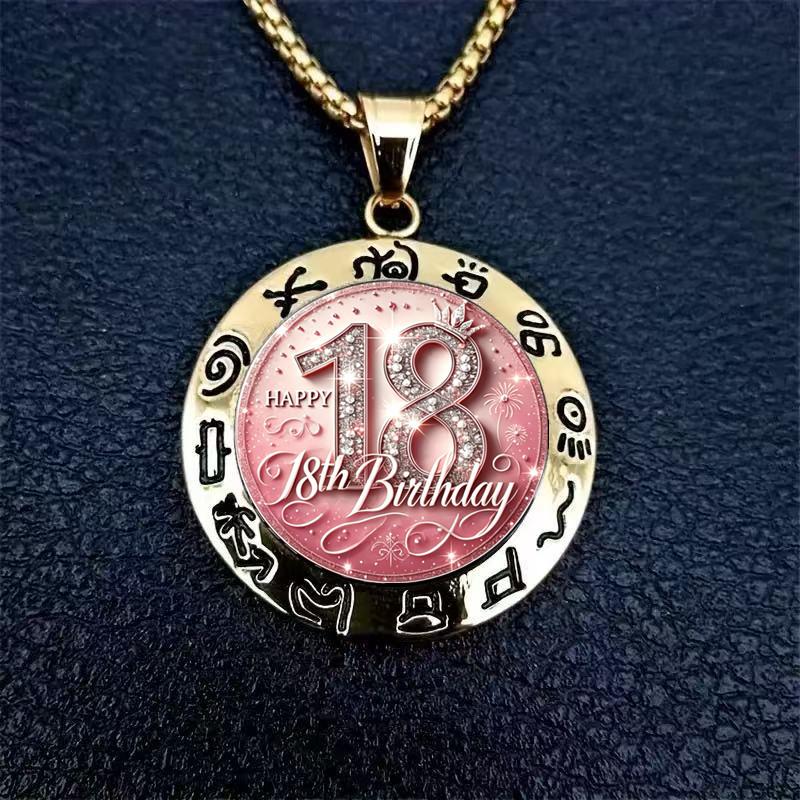 Ladies 18-year-old Adult Gift Birthday Commemorative Medal Female Light Luxury Gift Clavicle Chain Necklace Pendant