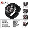 OFNS Business Men's Quartz Watch: Fashionable, Three Sub-Dials, Six Hands, Calendar, Waterproof.