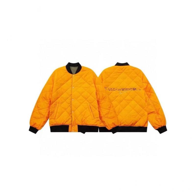 Unisex Oversized Embroidered Letter Bomber Jacket Casual Streetwear Windproof Warm Cotton Blend Outerwear