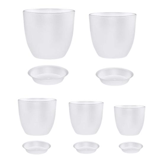 Flower Pot with Saucer Plastic Plant Pot with Drainage Holes Modern Decorative Planter