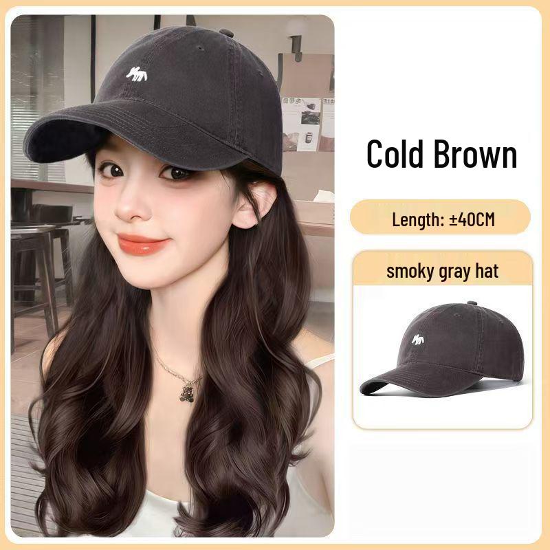 Small Fox Full Head Wig Hat with Curly Big Waves and Fluffy Volume Baseball Cap