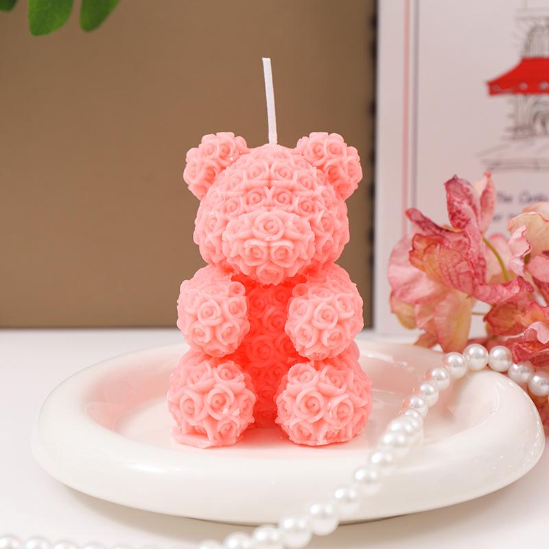 Handmade Rose Bear Scented Candle: Creative Valentine's Day or Girl's Birthday Gift, Perfect for Bedroom Decoration.