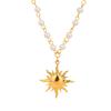 Gold Sun Pendant Necklace Waterproof Fashion Neck Chain New Pearl Beads Necklace  For Women