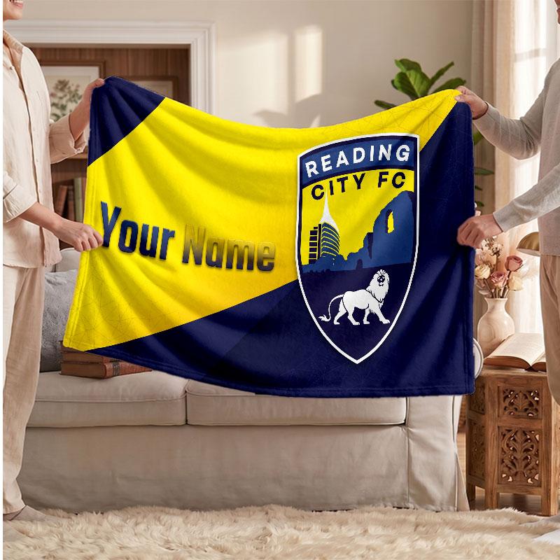 Reading FC Personalized Fleece Blanket With Football Logo, Custom Name Text Soft Warm Home Throw Blanket