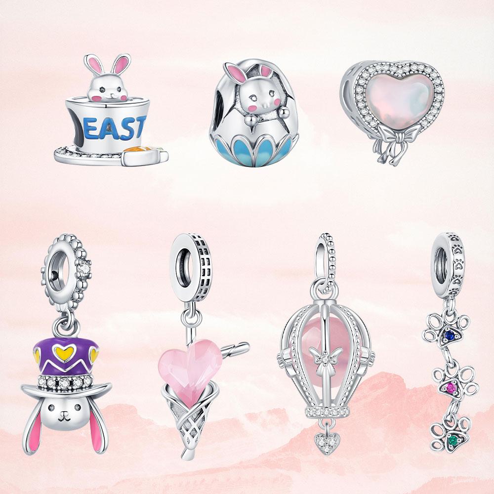 Original Pendant Copper Rabbit Charm Fit 3Mm Bracelet Diy For Women Classic Easter Egg Beads Daily Gift Fine