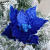 28cm Multicolor Christmas Flower Cuttings Christmas Tree Decoration Accessories Flannelette Christmas Flower Decorations Decor