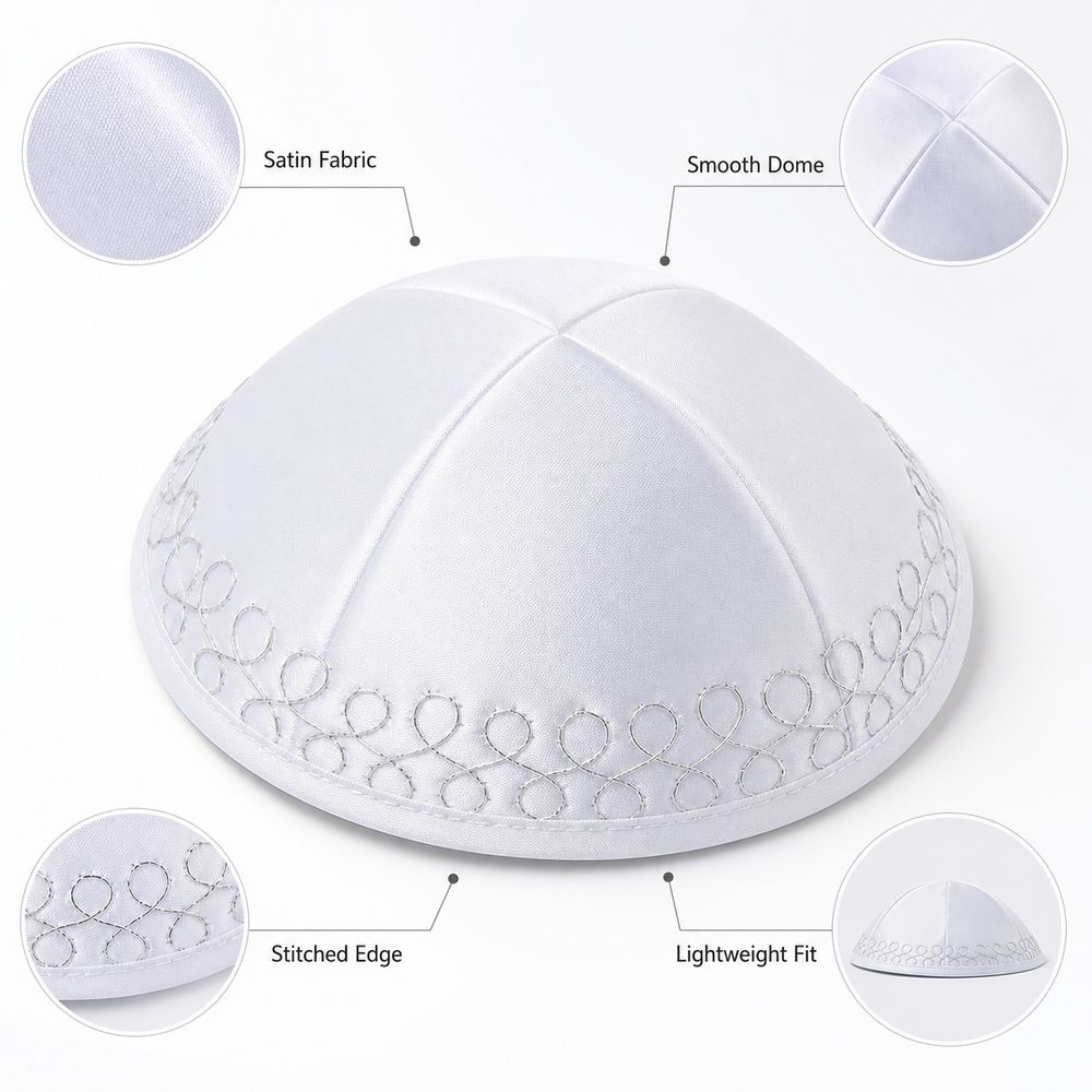 Satin Fabric Kippah Cap Smooth Surface Head Cover Durable Yarmulke Skullcap Daily Wear