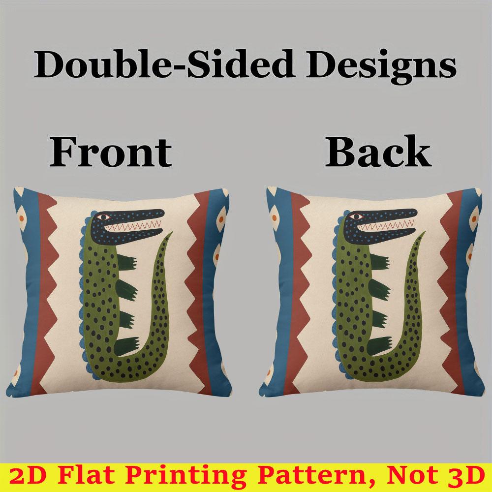 Boho Crocodile Folk Art square Jacquard Pillow Cover for Sofa Office Waist Cushion Cover Home Decorative Pillowcase