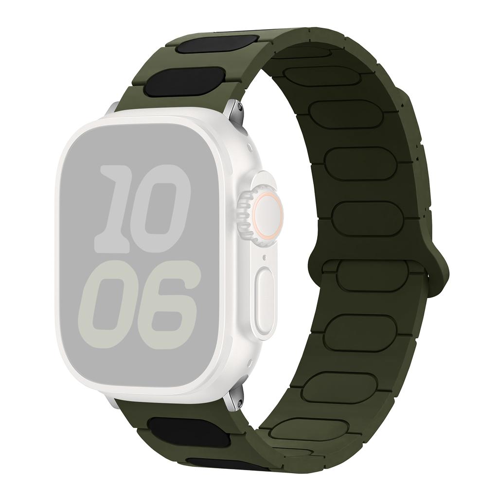 Oval Design Magnetic Strap for Apple Watch Series 11 10 42mm / 9 8 7 41mm / SE3 SE2 SE 6 5 4 40mm / 3 2 1 38mm Silicone Watch Band Dual Color