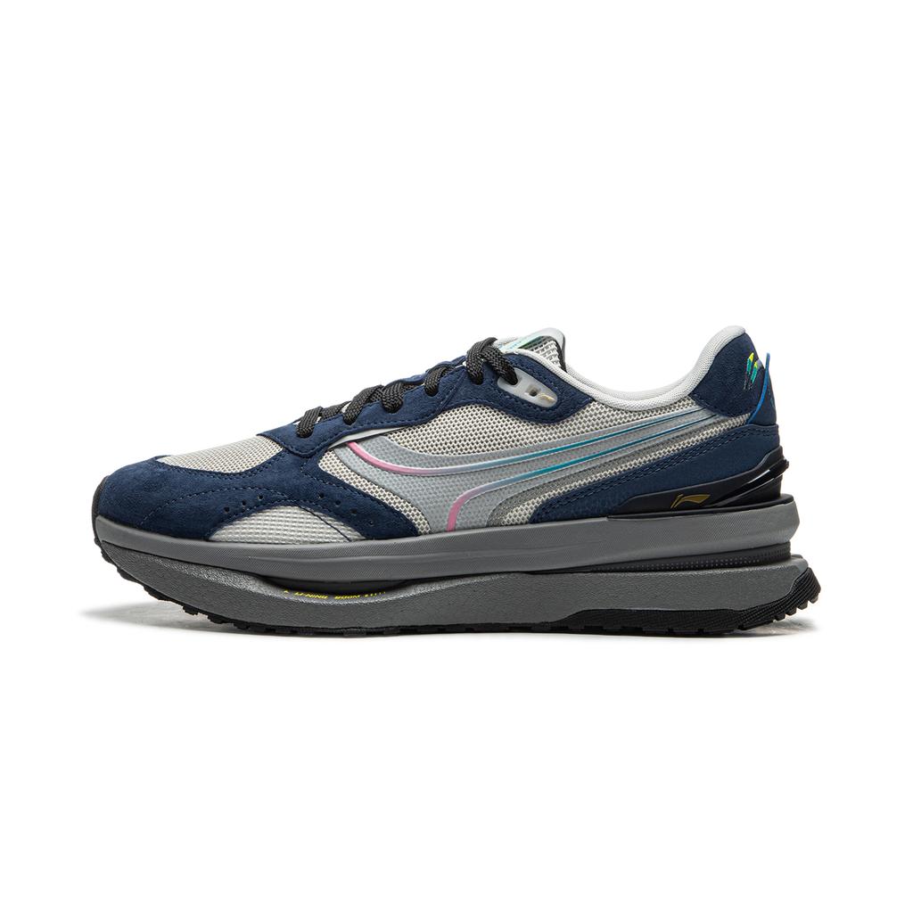 New LiNing Cushioning Anti Slip Wear Resistant Breathable Support Rebound Low Top Casual Shoes Unisex Blue Gray AGCU445-1