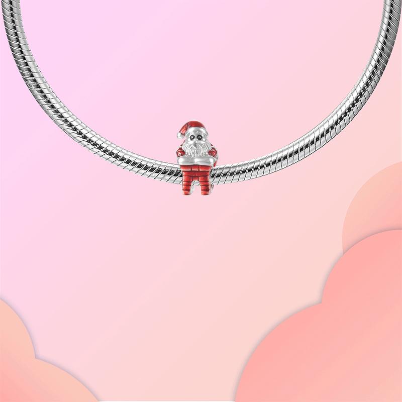copper Santa Claus Climbing Down The Chimney Bead Charms Gift Charm Compatible With Authentic Charm Bracelets Women Do It Yourself Jewellery Gift