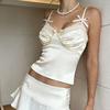 Sweet Style Bow-Knot Pleated Bust Design, Small Strapless Camisole, Pure Desire Style, Off-Shoulder Tank Top for Women, Autumn