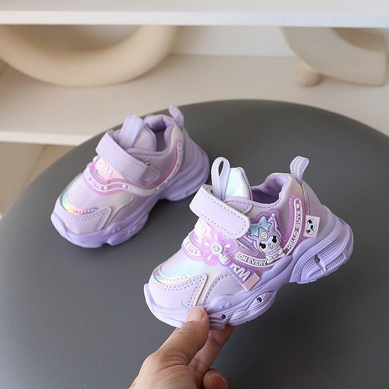 Glowing Kids Sneakers Girls Boys Soft Rubber Sole Anti-Slip Cartoon Princess Shoes With Closure