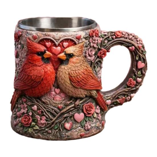 3D Sculpted Animal Resin Mug Handcrafted Stainless Steel Interior Coffee Cup Double-Walled Gift for Cup Animal Lovers