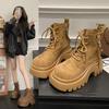 British Style Platform Martin Boots Women's 2025 New Autumn and Winter Versatile Heightening Short Boots Retro Locomotive Rhubarb Boots