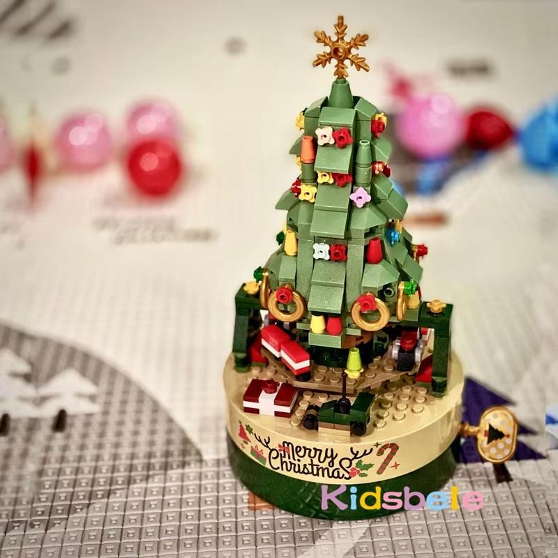360pcs Rotating Christmas Tree Music Box Building Toys Building Block Creative Assemble Melodies Paradise Choice Holidays Gifts