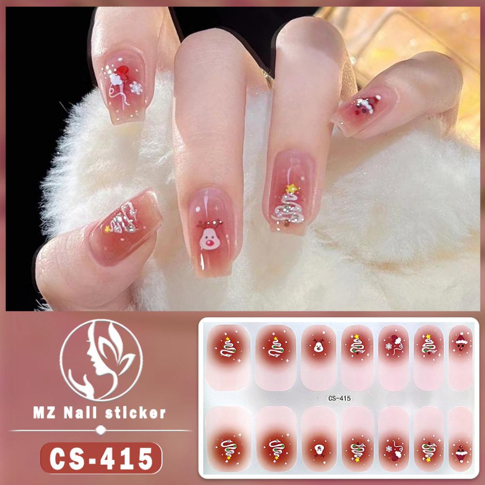 Christmas Waterproof No-bake Gel Nail Polish Film Full Sticker European and American Style Nail Film Sticker Nail Film Sticker