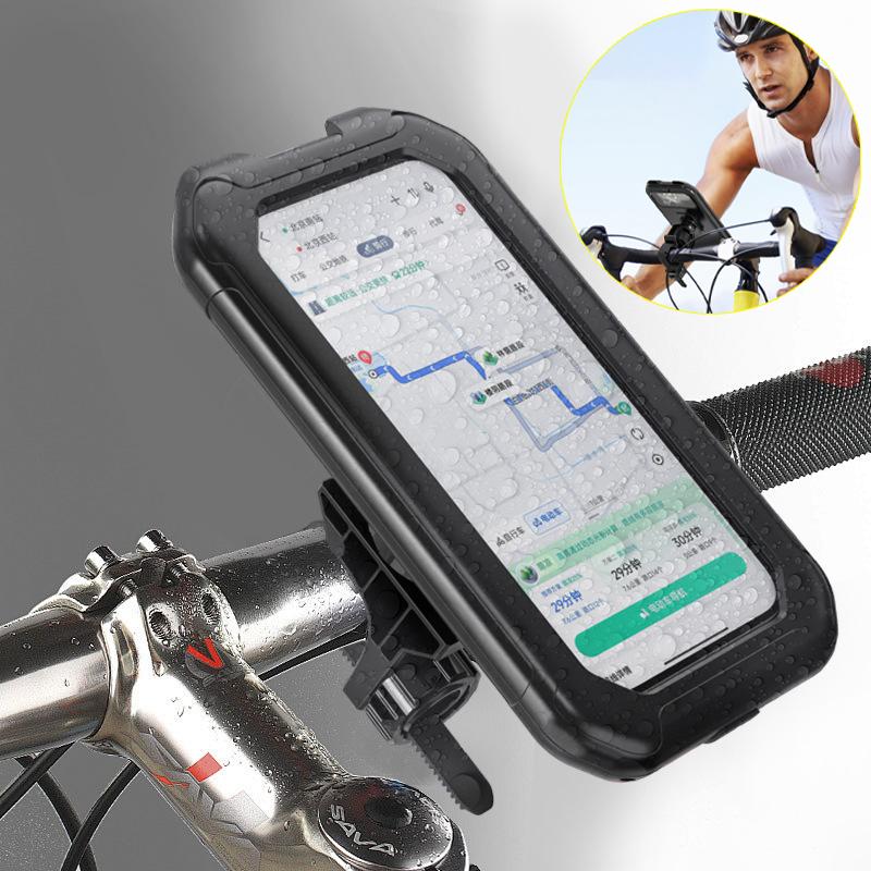 Anti-Theft Waterproof Motorcycle Phone Holder Bike Phone Mount Handlebar Stem Mobile Holder 360° Rotation for 5.5-6.9inch
