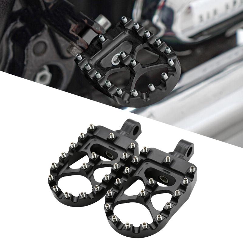 Anti Slip Lightweight Motorcycle Footrests Pegs With Vintage Styling Heavy Duty Aluminum Alloy Universal Application 2x