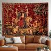 Wandteppich Mehrere Größen Bedruckt Mittelalterliche Adelslebensszene Vintage Kunst Polyester Raum Terrasse Studio Hausfeier Innen