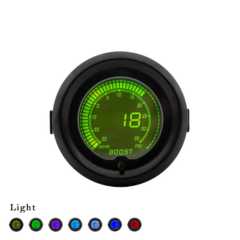 2" 52mm Car 7 Color LED Digital Turbo Boost Vacuum Pressure Gauge Meter 35 Psi