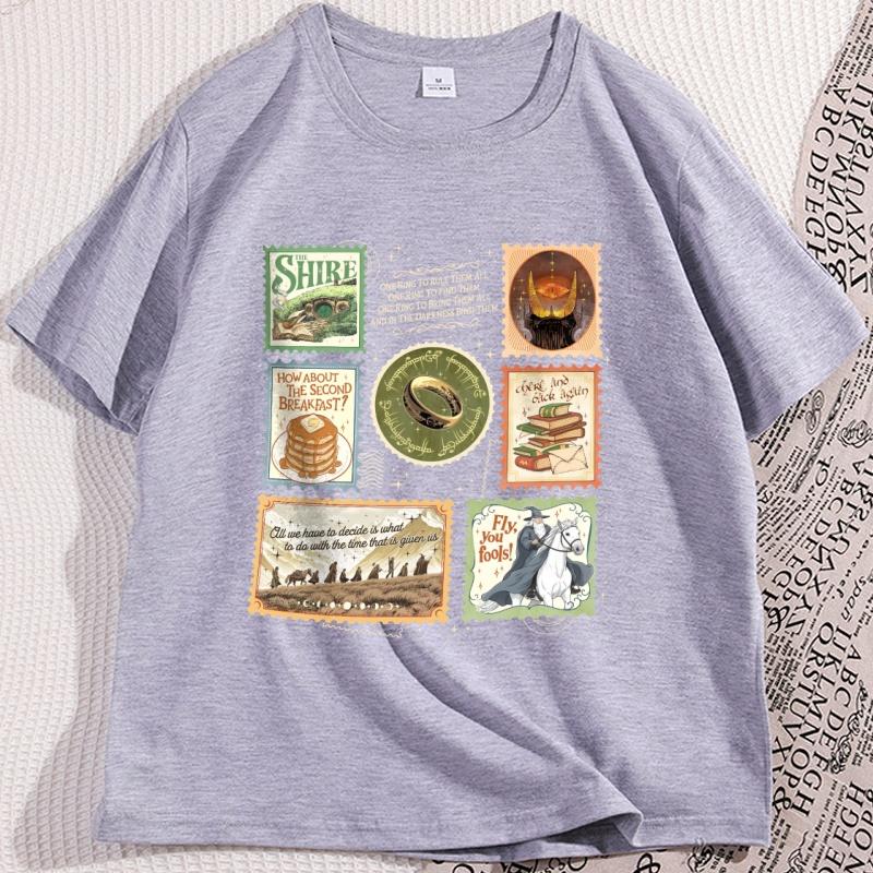 The Shire Stamps Tshirt for Fans Clothes Casual Cotton Short Sleeve Crewneck T Shirt Dark Lord Fantasy Reading Tshirt Clothes