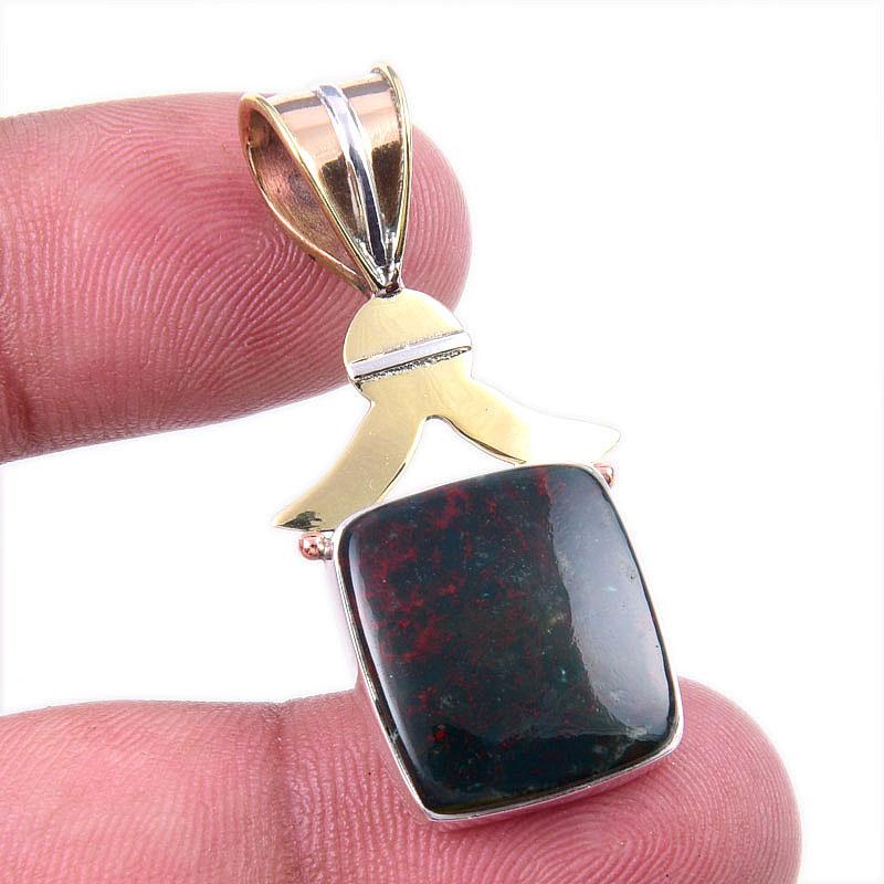 

Натуральный кровавый камень, двухцветный кулон из стерлингового серебра 925 пробы, размер 1,50 дюйма, N6a17
