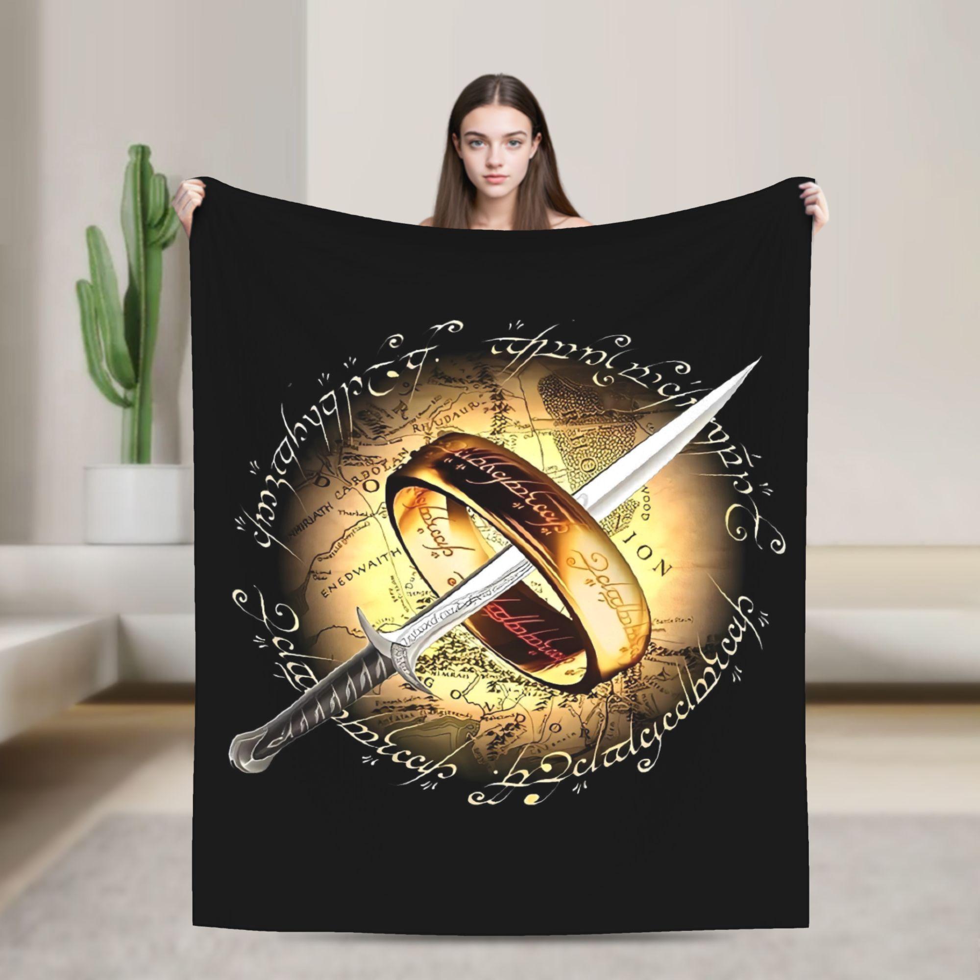 

L-Lords Of The R-Rings Middle Earth Blanket Quality Soft Throw Blanket Winter Picnic Couch Bed Pattern Bedspread 30x40in