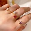 CARLIDANA Minimalist Colourful Cubic Zircon Rings Jewelry Stainless Steel Gold Plated Hot Sale Heart Star Open Rings for Women