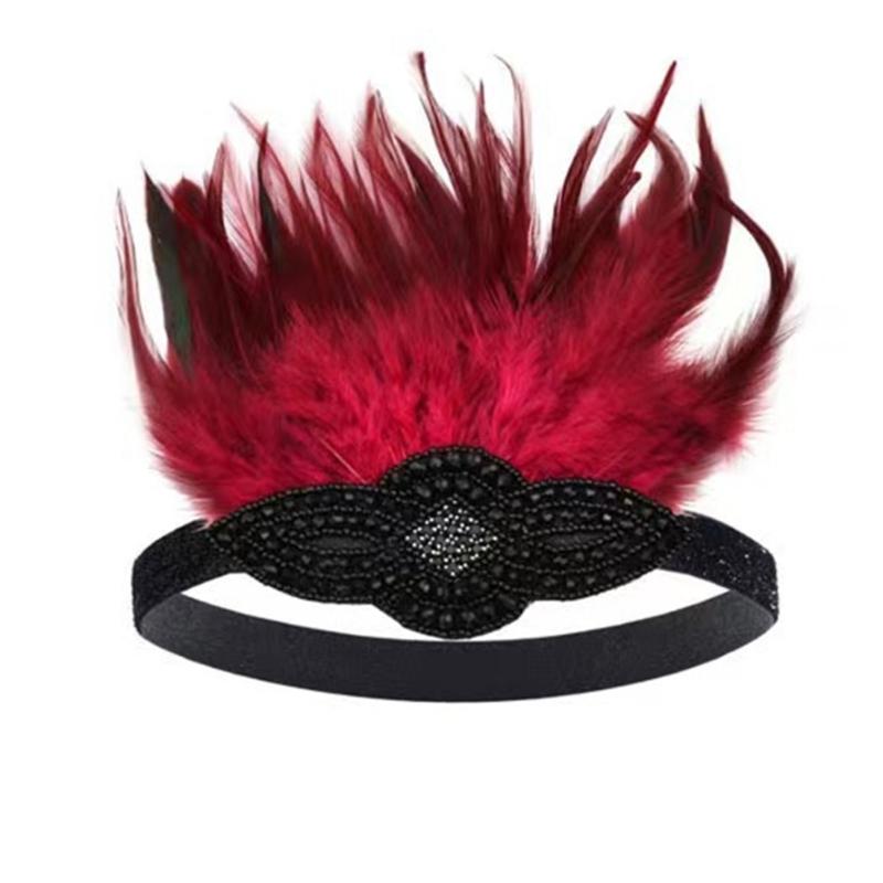 Sparkling Rhinestone Headwear Feathered Headgear Set Alluring Feathered Headband Comfortable for Halloween Singles Party
