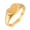 Anello sigillo personalizzato in acciaio inossidabile color oro con incisione iniziale, anello da mignolo per donna