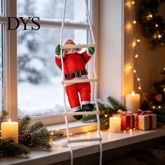 Climbing Santa Claus Decoration Plush Ladder Decoration, Cute Christmas Doll Hanging Ornament with for Xmas Tree, Holiday Window, Party Decor