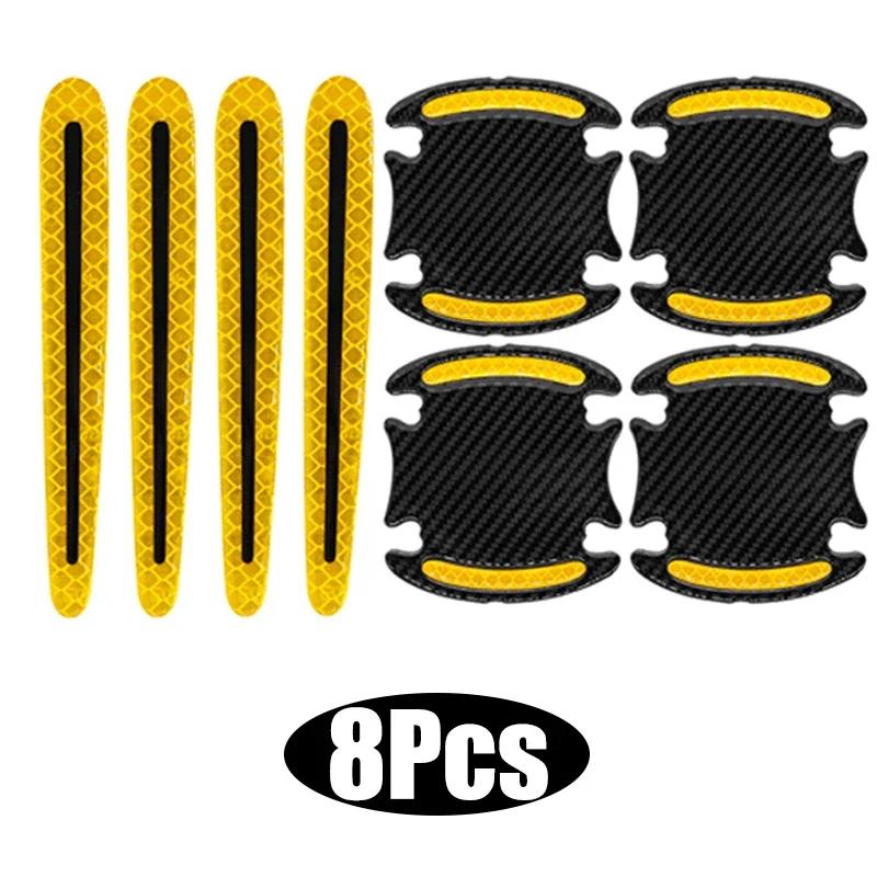 

8Pcs Car Door Handle Bowl Scratch Protector Stickers Universal Car Door Handle Reflective Stickers Carbon Fiber Protective Film