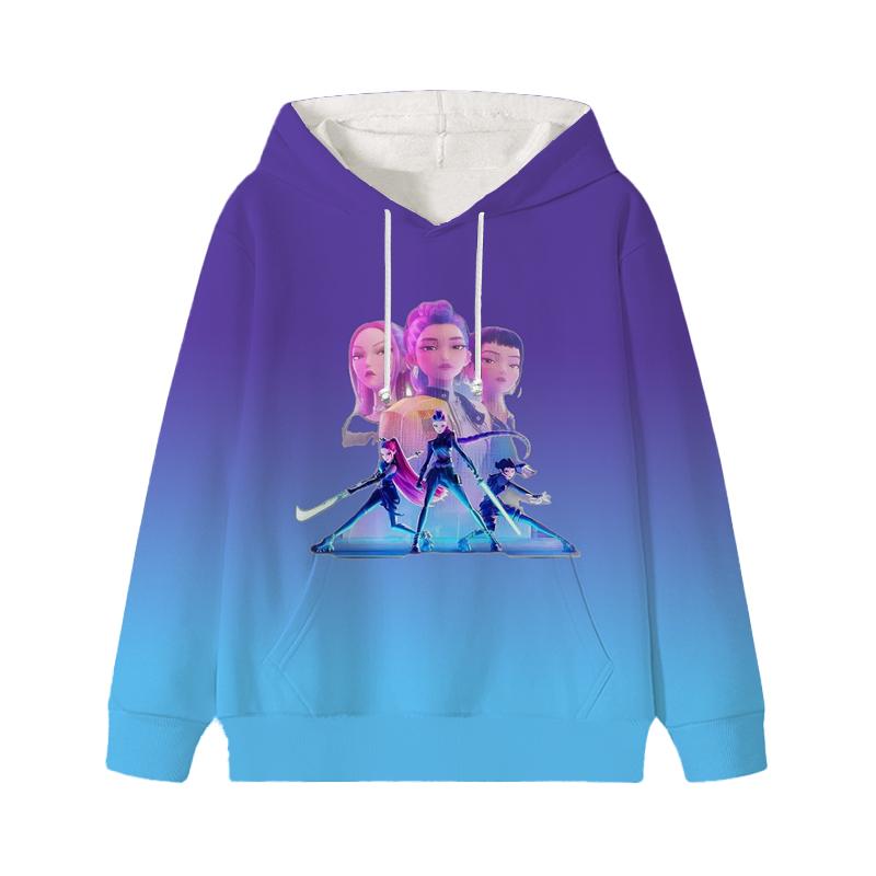 

Толстовка Demon Hunters Zoey Rumi Mira KPop Huntrix Girl Детская толстовка Детская Саджа Мальчики Пуловер Харадзюку Осень Зима Топы 160 aero синий