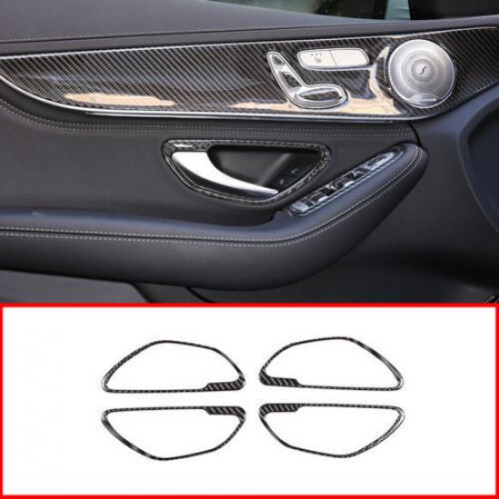 Carbon Fiber Inner Door Handle Cover For Mercedes Benz W205 X253 C GLC Class 4pc
