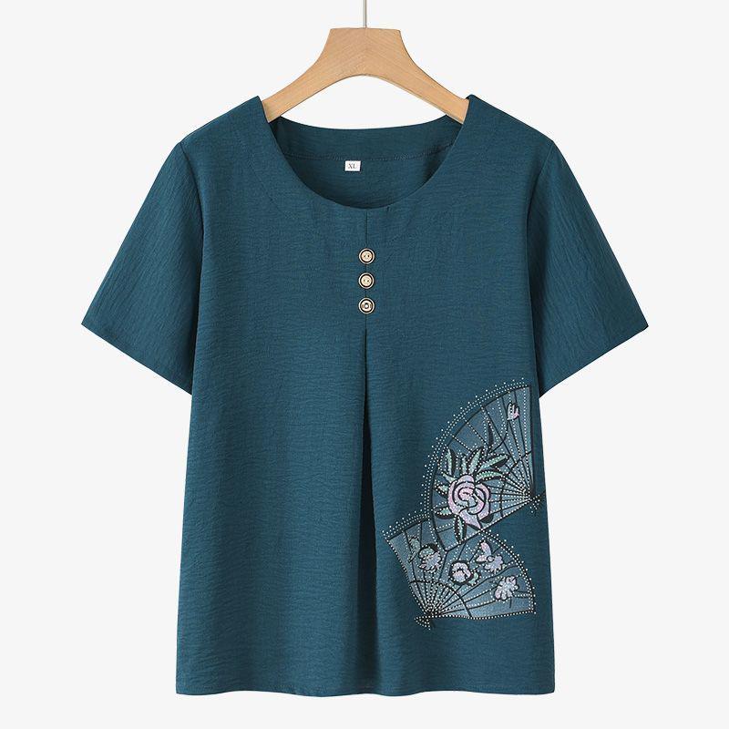 Women's Summer 2026 Short-Sleeved Two-Piece Set for Middle-Aged Moms and Elderly Women
