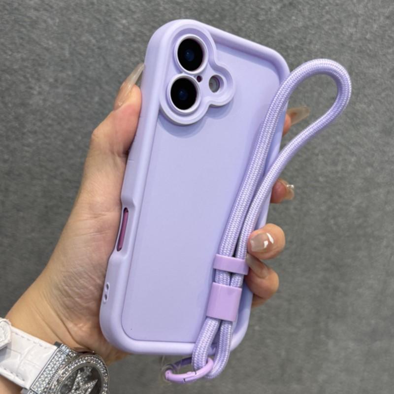 Candy Color Soft Silicone Rubber Case for iPhone 16 15 14 Plus 13 12 11 Pro Max Matte Shockproof Camera Protection Strap Cover