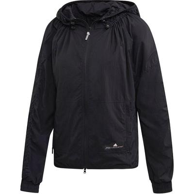 Hooded Windbreaker Solid Color Zip Long Sleeve Jacket Women Jackets Black EB4063