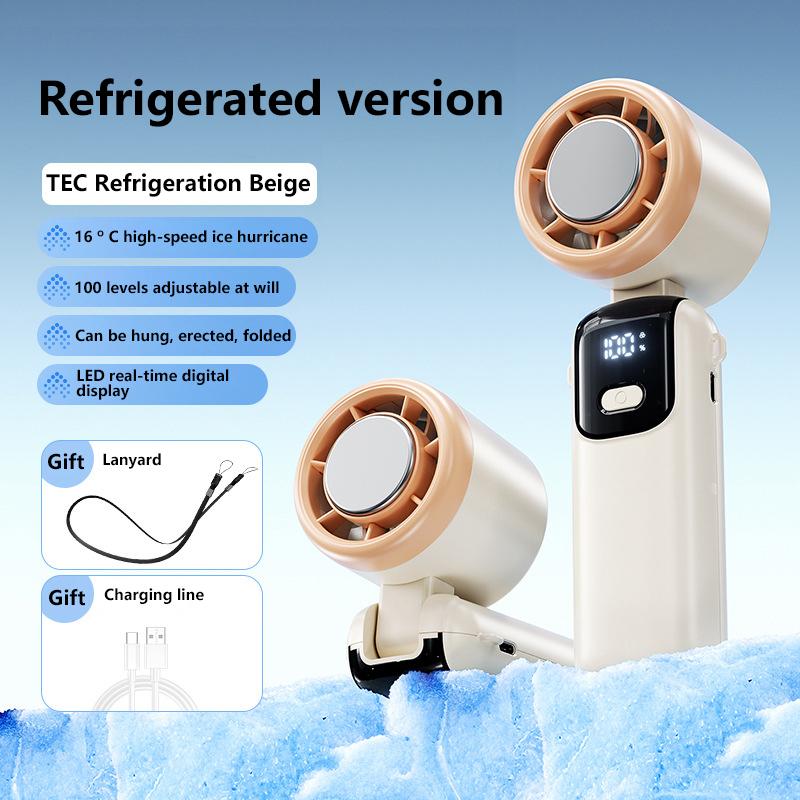 2026 Handheld Fan 100-Speed Powerful Wind Ultra-Quiet Hanging neck Foldable 90° Adjustable for Office/Outdoor Cooling