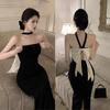 Irregular Strap Dress Women's Clothing 2025 Summer New French Stunning Seaside Vacation Style Suspender Long Skirt