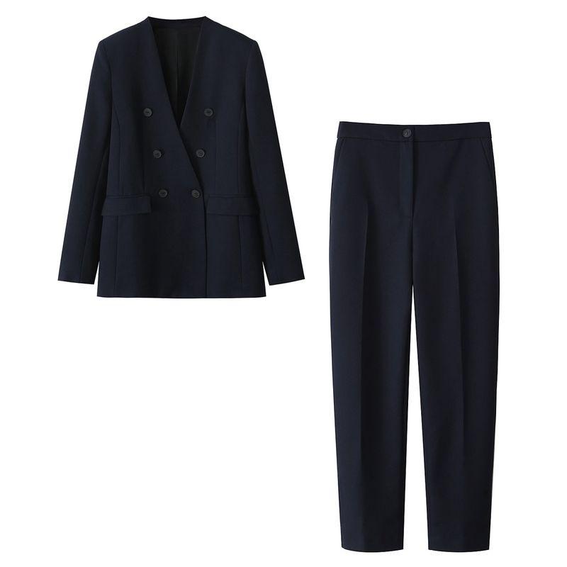 Kaslead New Women Clothes Western Style No Lapel Blazers Casual Pants 8863557 8874557