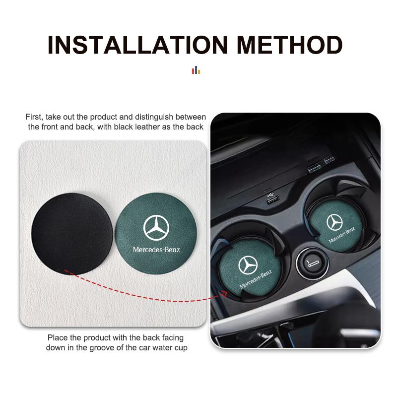 Suede Car Coaster Water Cup Holder Anti-Slip Pad Accessories For Benz AMG A C E S G Class W201 W210 W108 W204 W205 W203 QS1