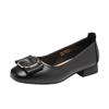 Red Dragonfly Women's Genuine Leather Chunky Heel Shoes - Soft Sole, Low Cut, Perfect for Work & Summer Wear