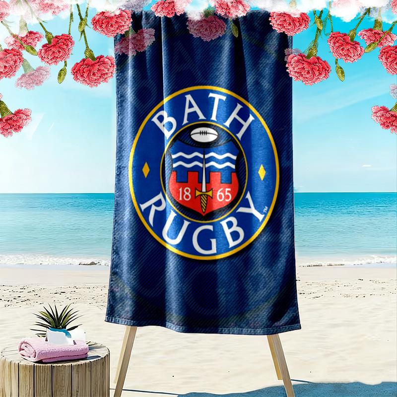 Bath Rugby Print Beach Towel, Large Soft Quick Dry Towel for Beach Camping Swimming
