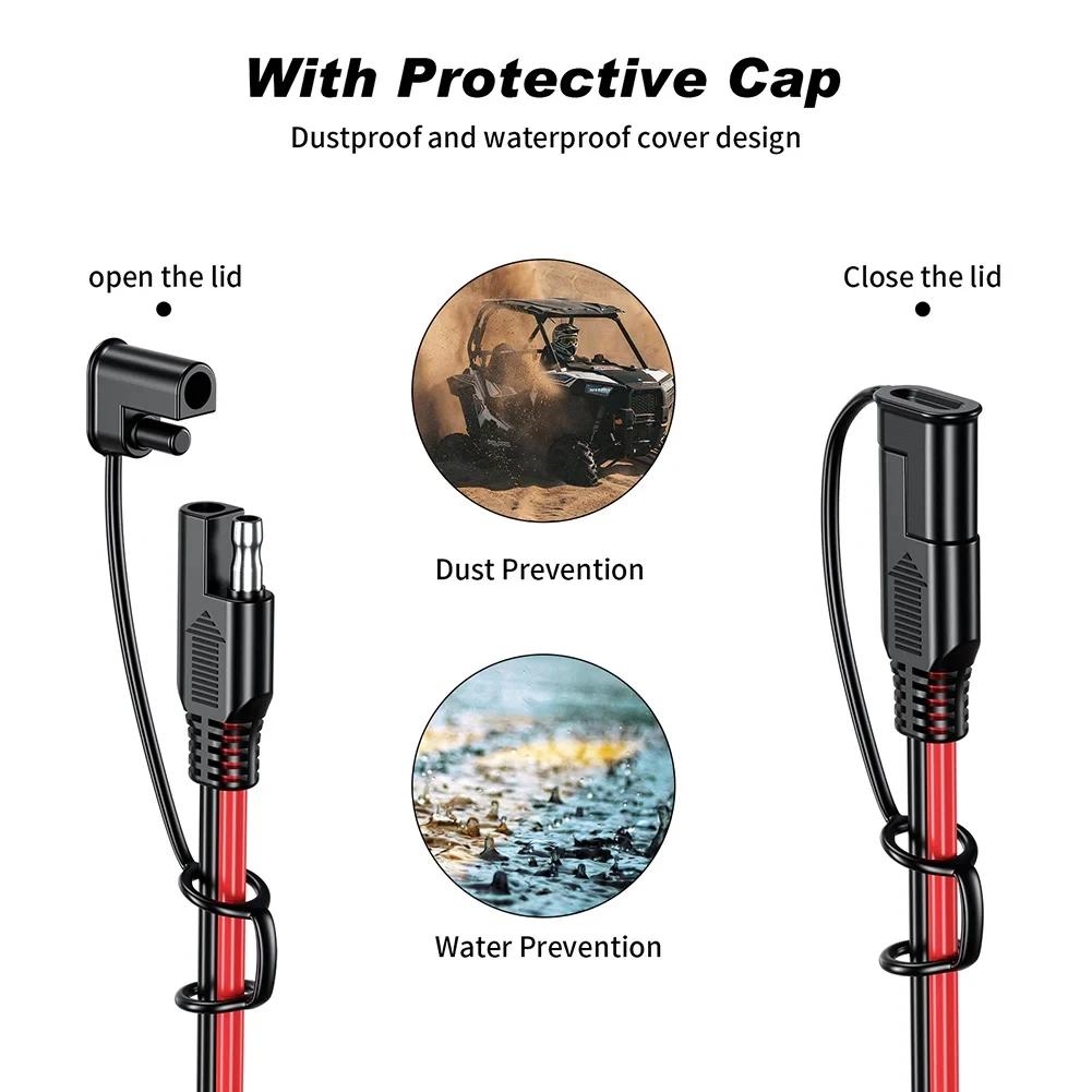 SAE Male To SAE Female Extension Cable Quick Disconnect 12AWG 30cm Waterproof Solar Panel Extension Cable for Car RV Battery