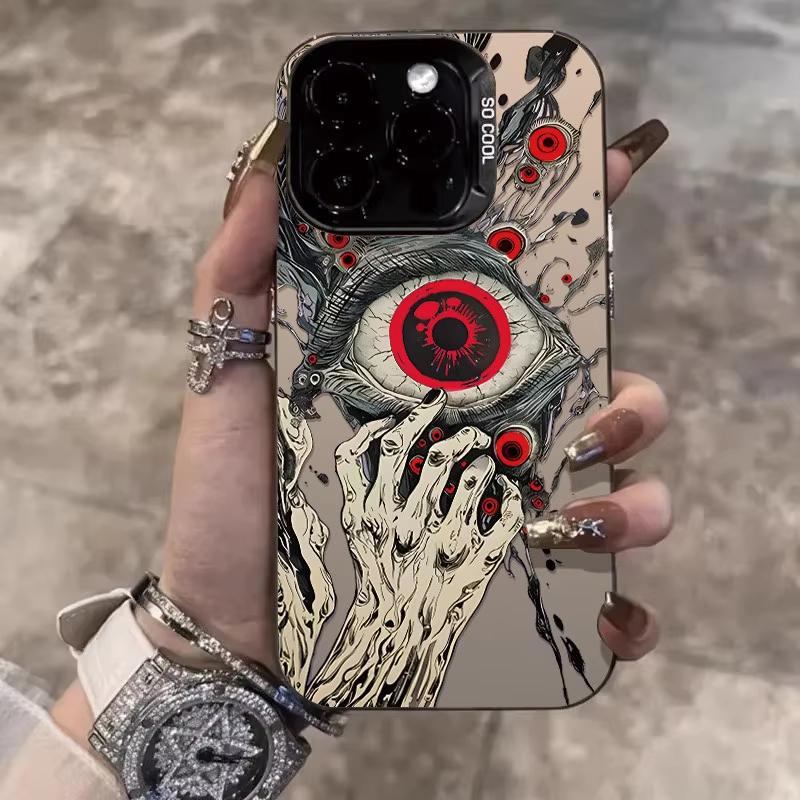 Spooky Style Eye Pattern Phone Case For iPhone 16 15 14 13 12 11 Pro Max 7 8 Plus XR XS Max Shockproof Silicone Plating Cover