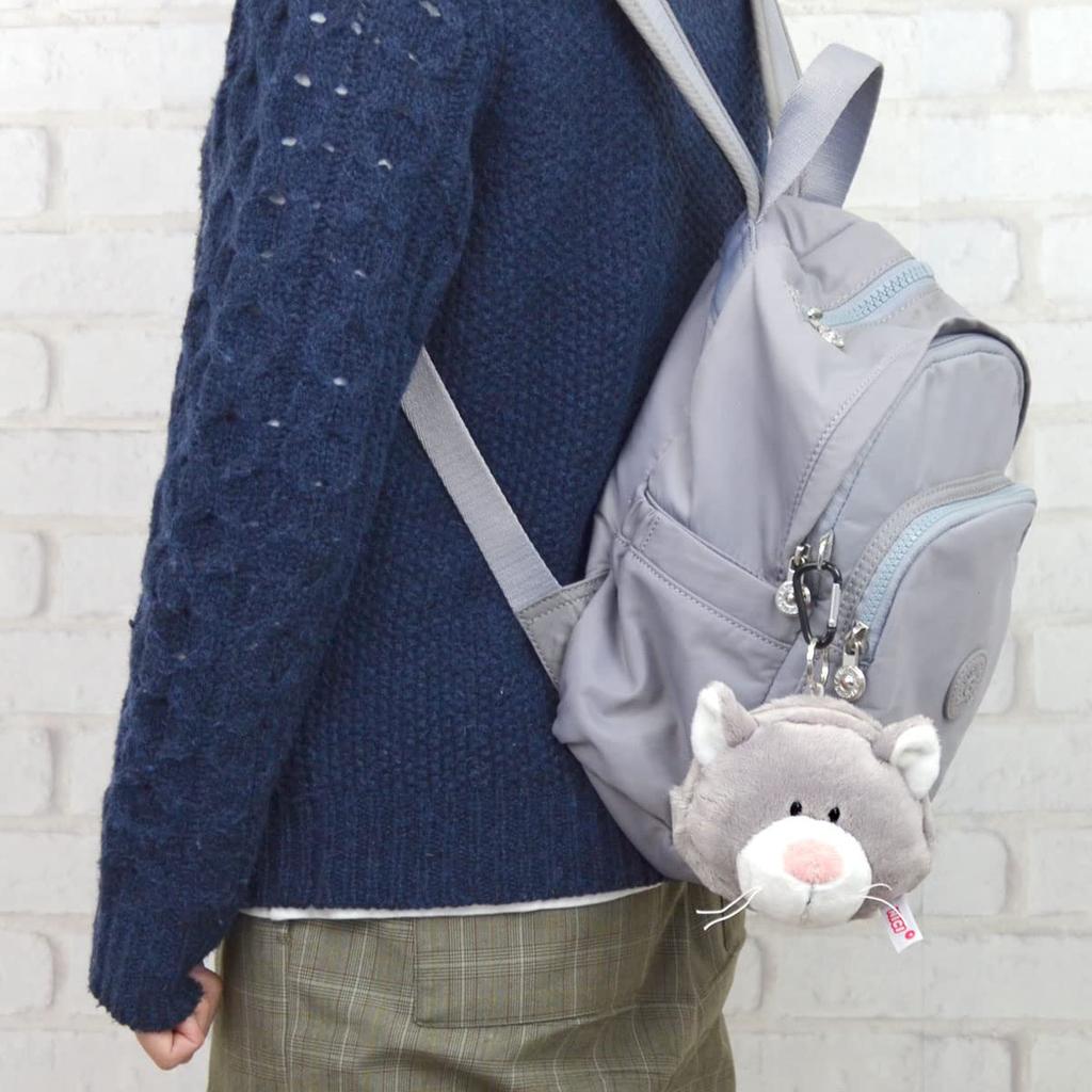 NICI Mini Figurine Gray German Coin Bag Collection Pouch, Cat, Design, Animal, Cat, Purse, Carabiner, Keychain, Charm, Accessory, Gift, Present,