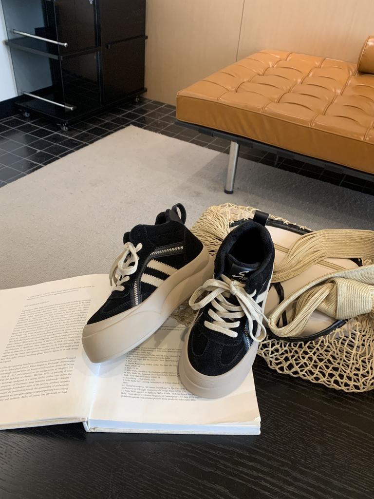 Shougu popular big head retro bread shoes women's 2025 new matte leather niche student platform sports shoes tide