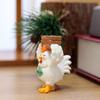 Resin Chicken Figurines with Brick Chicken Garden Statues Decors Decorative Ornament for Home Table Desk Yard Decors